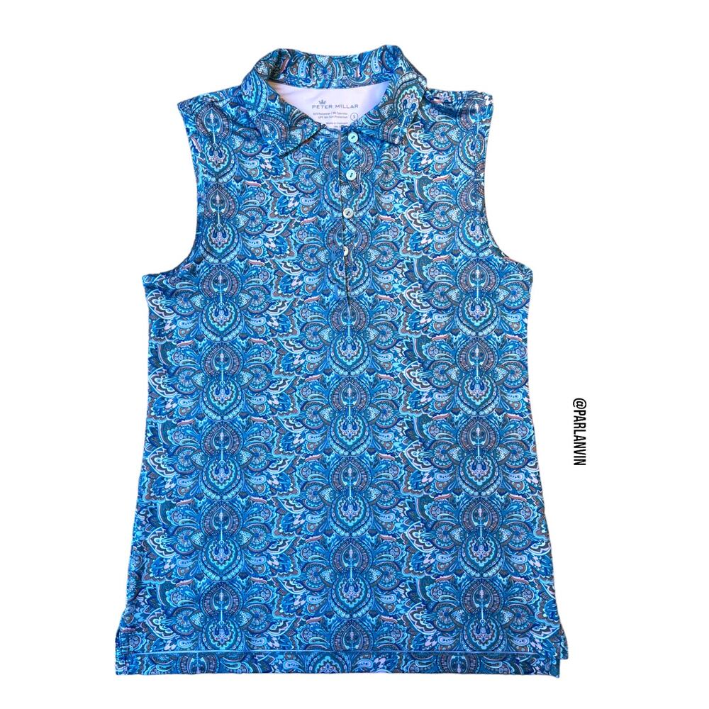 Peter Millar UV Sun Protection Technical Athletic Sleeveless Collar Top Small